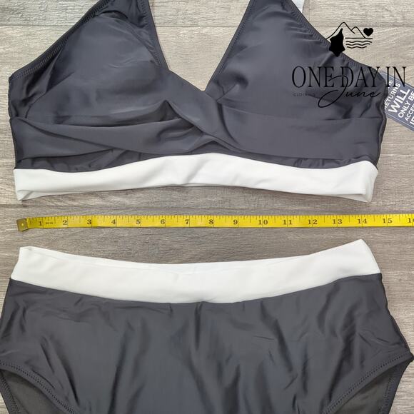 Blooming Jelly Cross Front High Waist Bikini Swimsuit Size XL - Picture 5 of 7